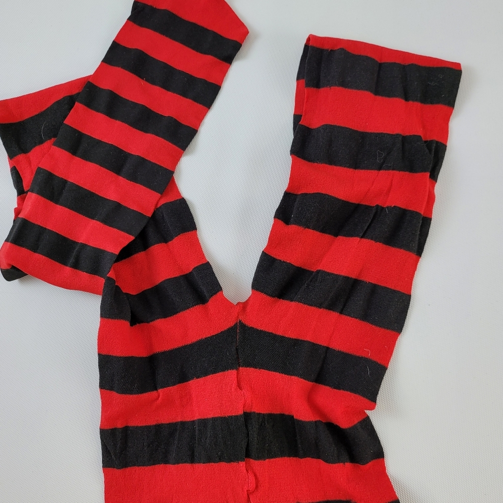 Women Red Black Striped Tights Stockings Christmas Steampunk Cosplay Pantyhose. - Picture 7 of 9